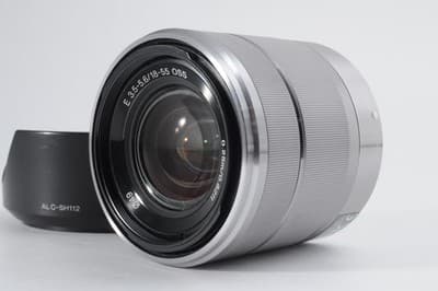 SONY E 18-55mm F/3.5-5.6 OSS SEL1855 シルバー Lens Near MINT w/ Hood