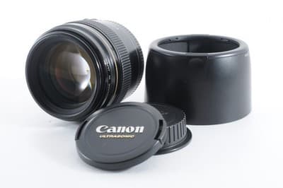CANON EF 85mm F/1.8 Lens Near MINT w/ Front and Rear Caps, Hood Tested Working