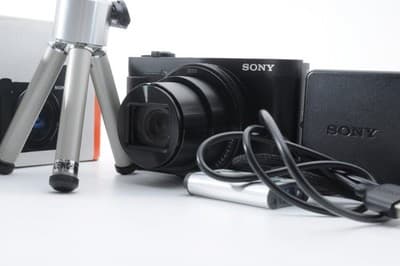 SONY HX90V Black Digital Camera Near MINT w/ Charger, Battery, Strap Ship JPN.
